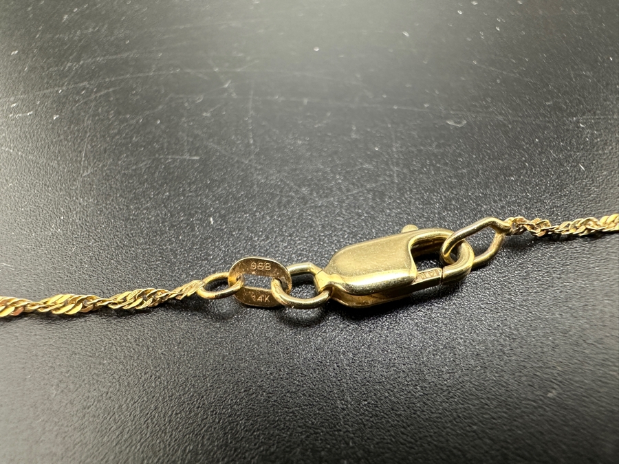 14K Gold Ribbon Pendant and Singapore Chain 16'L 3.8g FMV $300 Retail $600 [Photo 5]