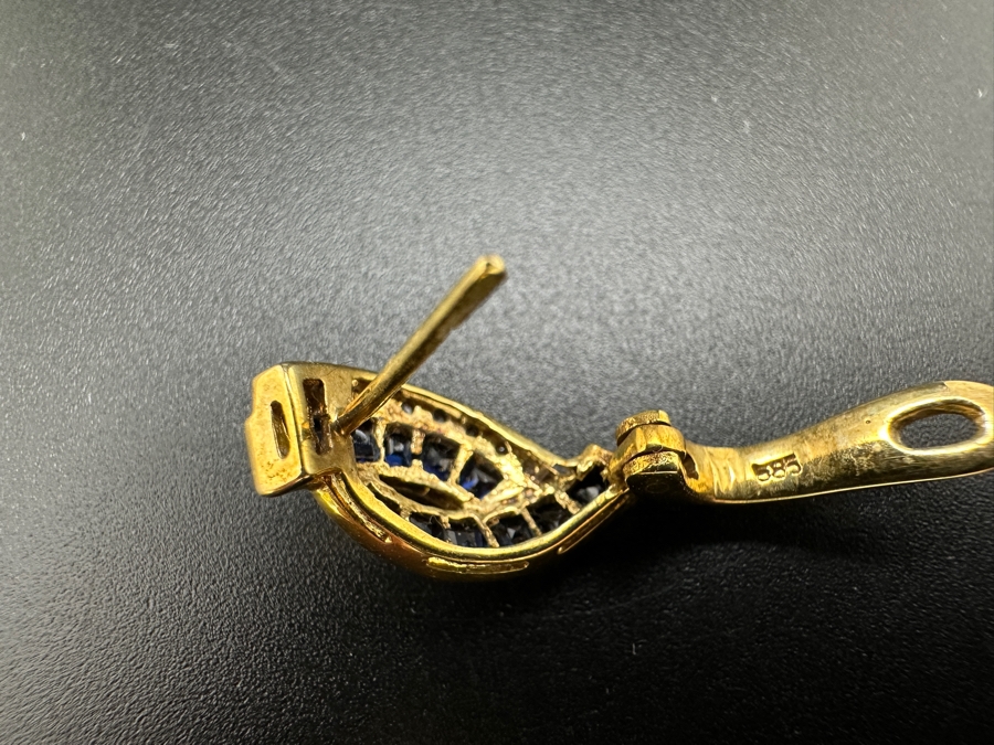 14K Gold Blue Sapphire and Diamond Earrings 4.6g 1.50 cttw Sapphires .20 cttw Diamonds FMV $1,275 Retail $2,550 [Photo 8]