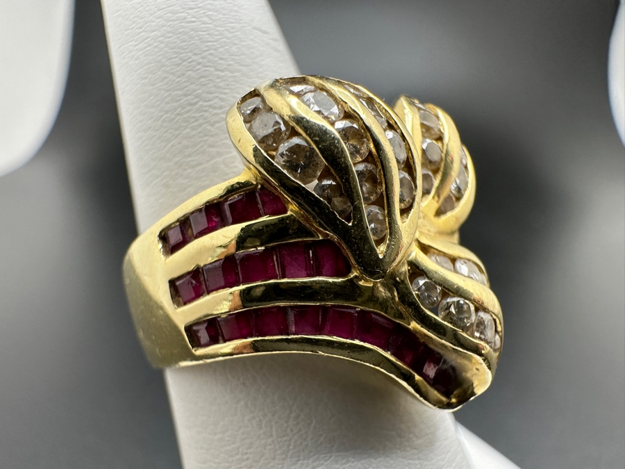 14K Gold Diamond and Ruby Ring 9.5g ～1.0 cttw Diamonds +1.0 cttw Rubies Size 7 FMV $1,100 Retail $2,200 [Photo 4]