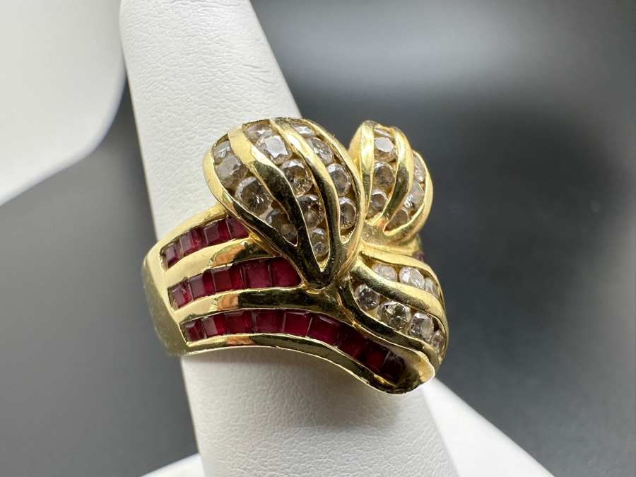 14K Gold Diamond and Ruby Ring 9.5g ～1.0 cttw Diamonds +1.0 cttw Rubies Size 7 FMV $1,100 Retail $2,200 [Photo 3]
