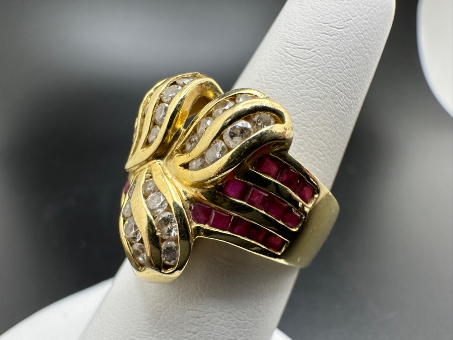 14K Gold Diamond and Ruby Ring 9.5g ～1.0 cttw Diamonds +1.0 cttw Rubies Size 7 FMV $1,100 Retail $2,200 [Photo 8]