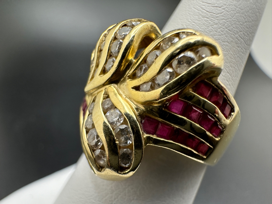 14K Gold Diamond and Ruby Ring 9.5g ～1.0 cttw Diamonds +1.0 cttw Rubies Size 7 FMV $1,100 Retail $2,200 [Photo 9]