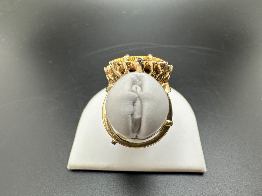 10K Gold Coin Ring 10.9g with Diamond Ruby and Sapphire Accents 1/10 Oz. $5 American Liberty Eagle Coin 22K 16.5mm Size 5 FMV $500 Retail $1,000 [Photo 6]