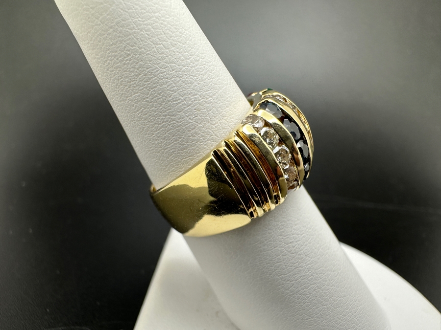 14K Gold and Precious Stone Ring 10.1g .75 cttw Diamonds .28 cttw Rubies .28 cttw Sapphires .20 cttw Emeralds Size 7.25 FMV $1,500 Retail $3,000 [Photo 6]