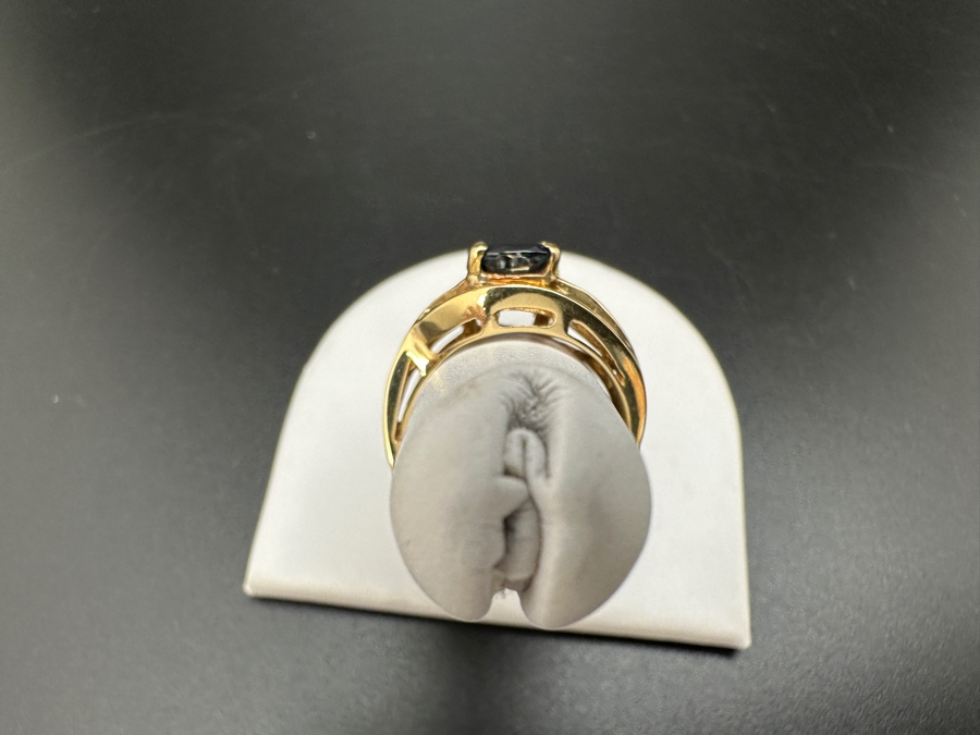 14K Gold Sapphire and Diamond Ring 5.0g ～.75 cttw Diamonds G-H SI¹-SI² set with Lab Grown Sapphire Size 6.5 FMV $725 Retail $1,450 [Photo 7]