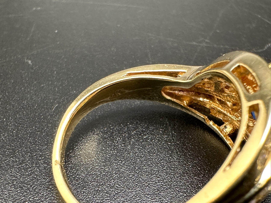 14K Gold Sapphire and Diamond Ring 5.0g ～.75 cttw Diamonds G-H SI¹-SI² set with Lab Grown Sapphire Size 6.5 FMV $725 Retail $1,450 [Photo 11]