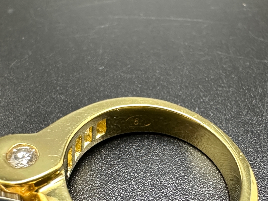 18K Gold Diamond Baguette Ring with CZ Center 11.9g Size 6 FMV $2000 Retail $4000 [Photo 20]