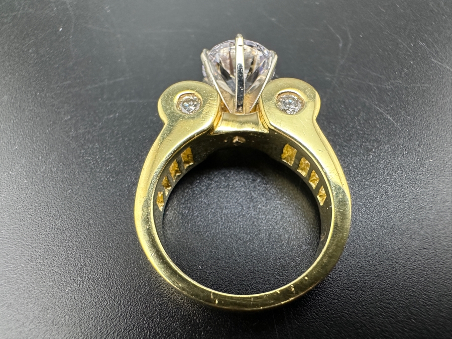 18K Gold Diamond Baguette Ring with CZ Center 11.9g Size 6 FMV $2000 Retail $4000 [Photo 18]