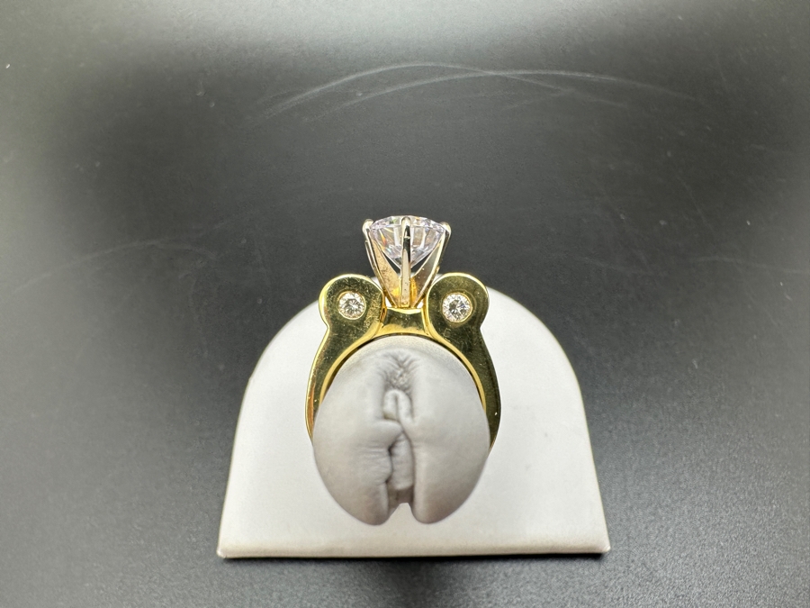 18K Gold Diamond Baguette Ring with CZ Center 11.9g Size 6 FMV $2000 Retail $4000 [Photo 13]