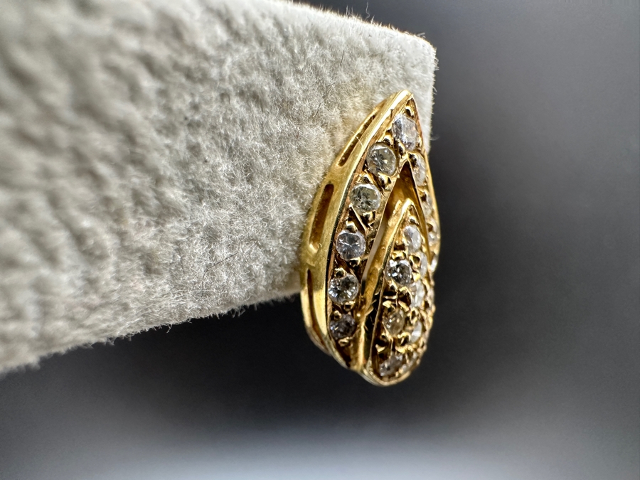 14K Gold Tear Shape Diamond Earrings 2.7g ～1.0 cttw G-H Color SI¹-SI² FMV $1,000 Retail $2,000 [Photo 9]