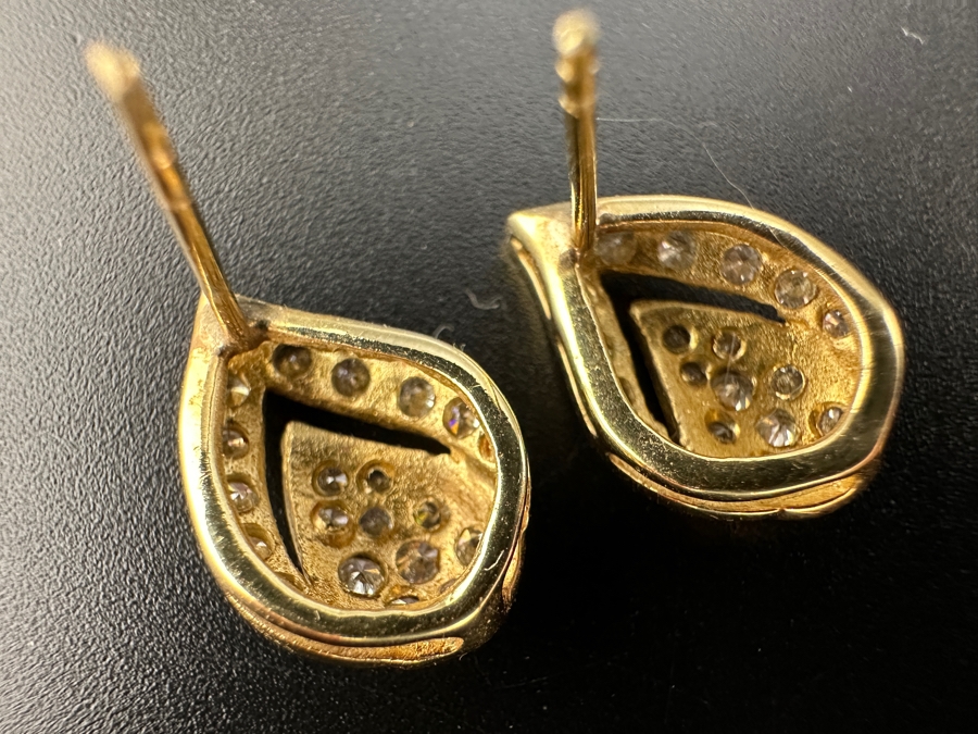 14K Gold Tear Shape Diamond Earrings 2.7g ～1.0 cttw G-H Color SI¹-SI² FMV $1,000 Retail $2,000 [Photo 12]