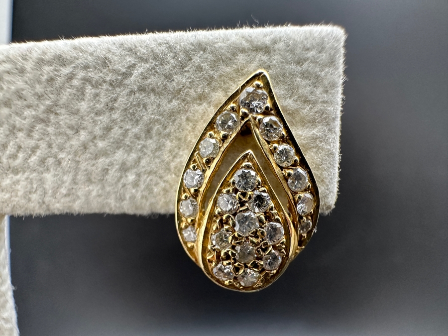 14K Gold Tear Shape Diamond Earrings 2.7g ～1.0 cttw G-H Color SI¹-SI² FMV $1,000 Retail $2,000 [Photo 5]