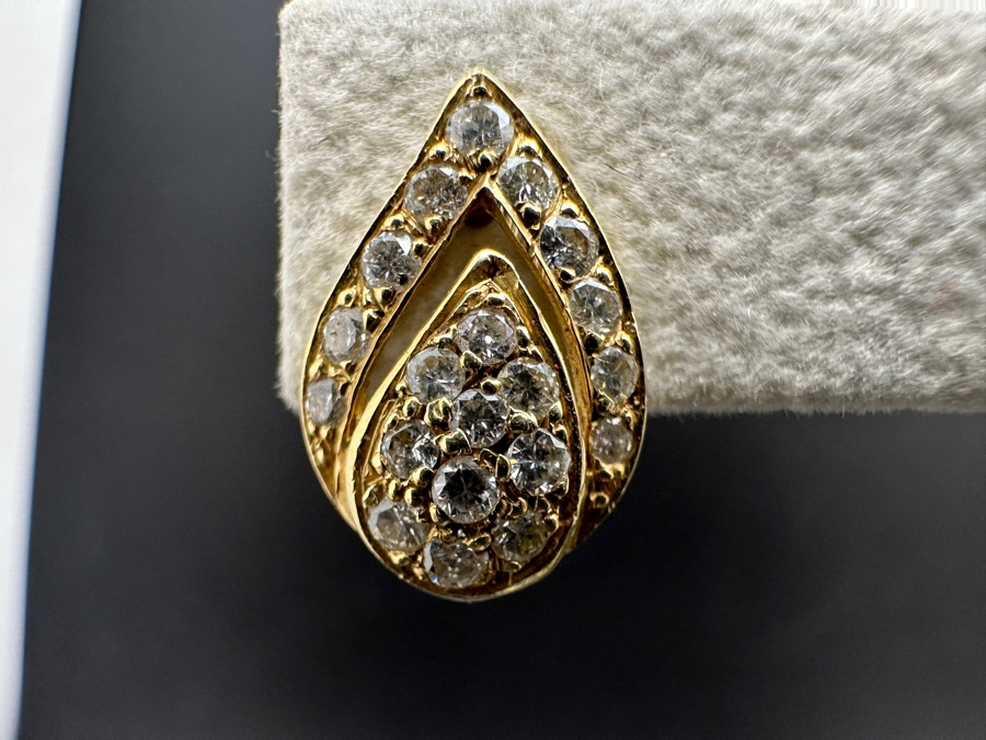 14K Gold Tear Shape Diamond Earrings 2.7g ～1.0 cttw G-H Color SI¹-SI² FMV $1,000 Retail $2,000 [Photo 4]