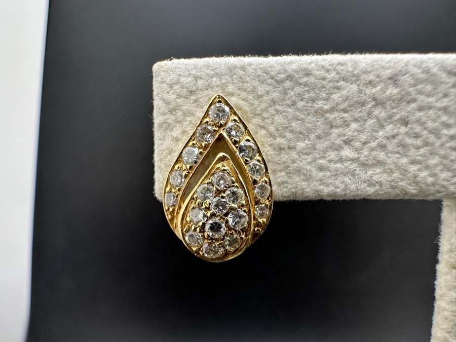 14K Gold Tear Shape Diamond Earrings 2.7g ～1.0 cttw G-H Color SI¹-SI² FMV $1,000 Retail $2,000 [Photo 3]