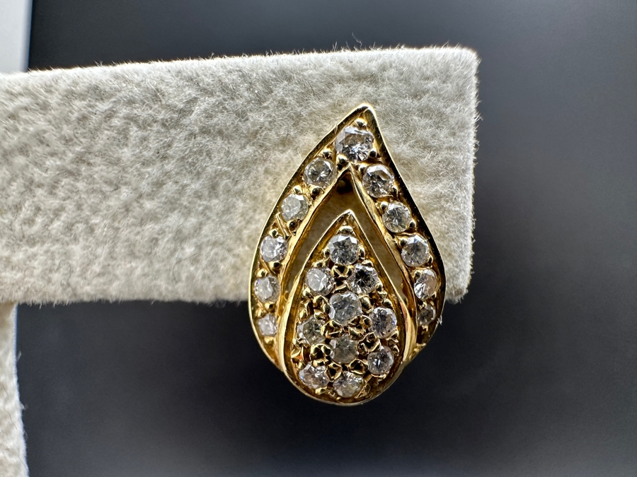 14K Gold Tear Shape Diamond Earrings 2.7g ～1.0 cttw G-H Color SI¹-SI² FMV $1,000 Retail $2,000 [Photo 6]