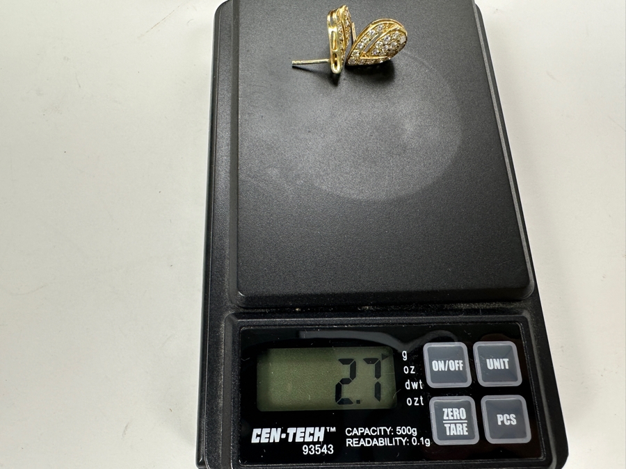 14K Gold Tear Shape Diamond Earrings 2.7g ～1.0 cttw G-H Color SI¹-SI² FMV $1,000 Retail $2,000 [Photo 13]