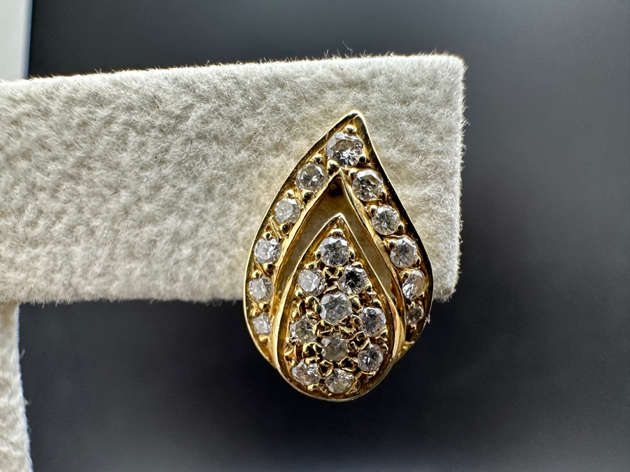 14K Gold Tear Shape Diamond Earrings 2.7g ～1.0 cttw G-H Color SI¹-SI² FMV $1,000 Retail $2,000 [Photo 7]