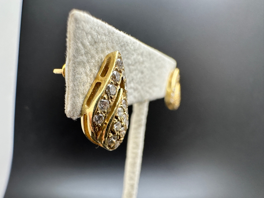 14K Gold Tear Shape Diamond Earrings 2.7g ～1.0 cttw G-H Color SI¹-SI² FMV $1,000 Retail $2,000 [Photo 10]