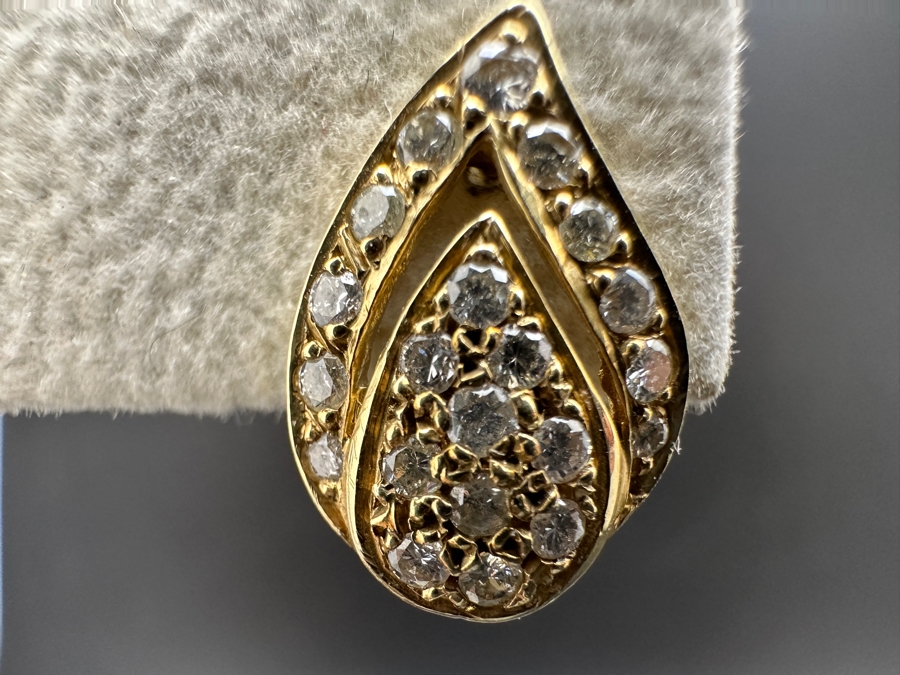 14K Gold Tear Shape Diamond Earrings 2.7g ～1.0 cttw G-H Color SI¹-SI² FMV $1,000 Retail $2,000 [Photo 8]
