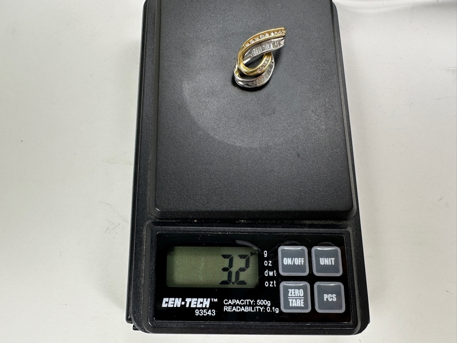 14K Two Tone Diamond Pendant 3.2g .25 cttw Round Brilliant .35 cttw Baguette Diamonds FMV $750 Retail $1,500 [Photo 10]