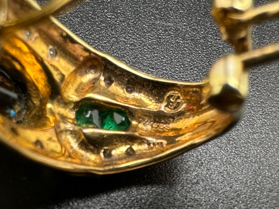 14K Gold 7 X 5 Black Sapphire (1ctt X 2) 2X2 Ruby 2X2 Emerald and Diamond Earrings 7.2g FMV $1,400 Retail $2,800 [Photo 16]