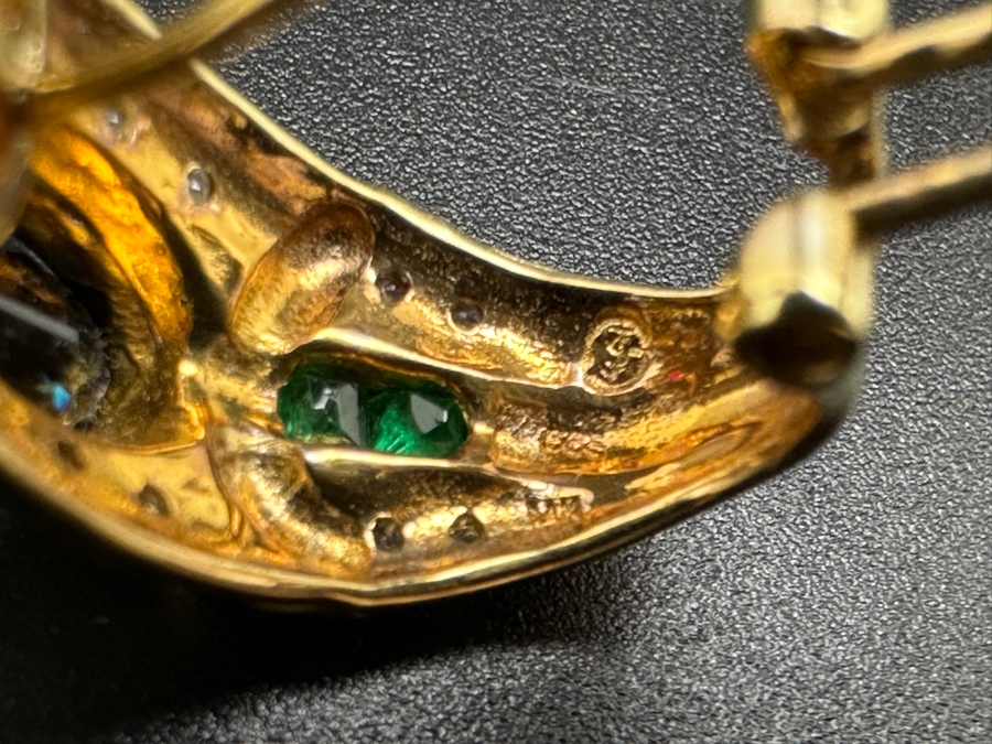 14K Gold 7 X 5 Black Sapphire (1ctt X 2) 2X2 Ruby 2X2 Emerald and Diamond Earrings 7.2g FMV $1,400 Retail $2,800 [Photo 17]