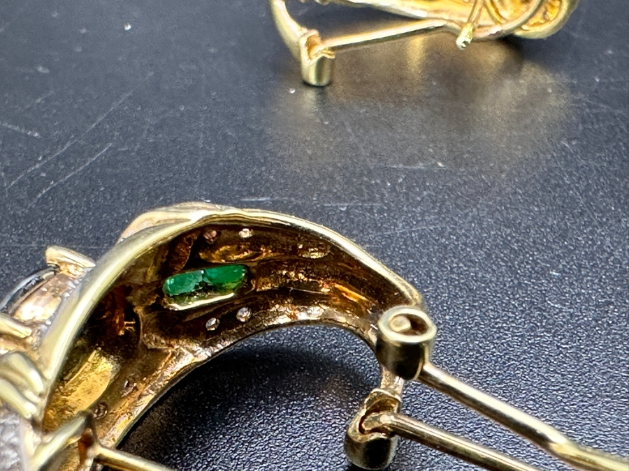 14K Gold 7 X 5 Black Sapphire (1ctt X 2) 2X2 Ruby 2X2 Emerald and Diamond Earrings 7.2g FMV $1,400 Retail $2,800 [Photo 14]