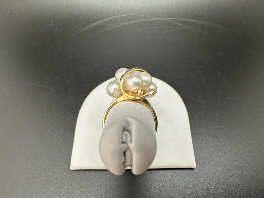14K Gold and Pearl Ring 5.8g with 7 Cultured Pearls ～6mm each Size 7.25 FMV $550 Retail $1,100 [Photo 7]