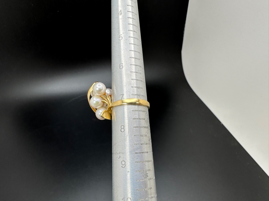 14K Gold and Pearl Ring 5.8g with 7 Cultured Pearls ～6mm each Size 7.25 FMV $550 Retail $1,100 [Photo 11]