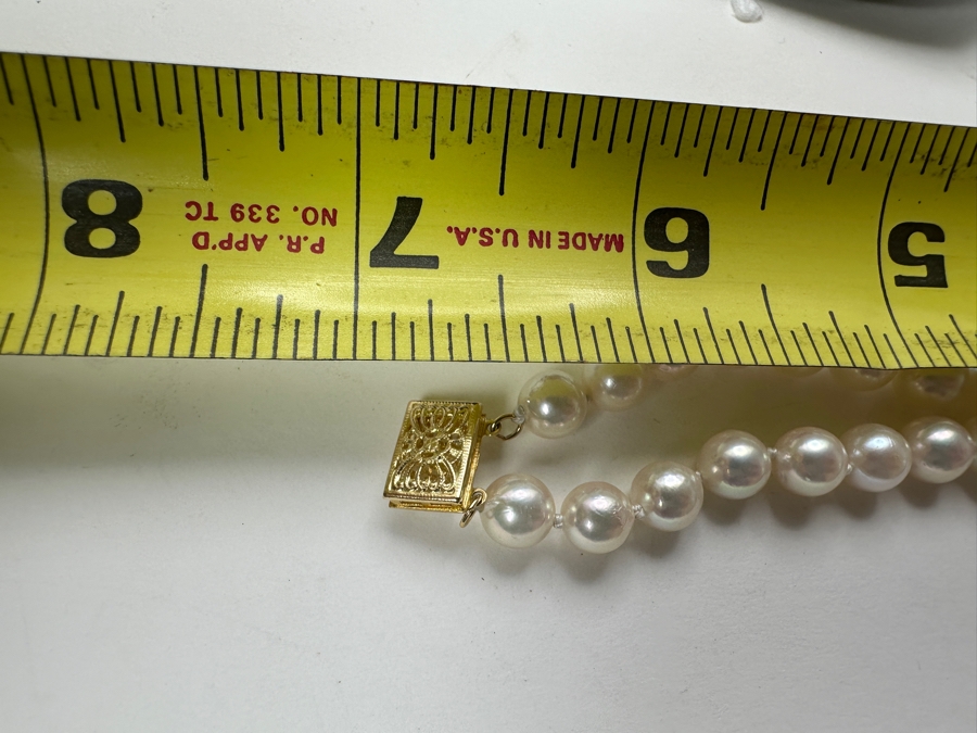 Double Strand Cultured Pearl Bracelet with ～.40 cttw Diamond Accents F-G Color SI²-I¹ 14K Gold Clasp 22.1g FMV $1,000 Retail $2,000 [Photo 12]