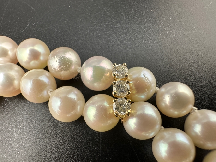 Double Strand Cultured Pearl Bracelet with ～.40 cttw Diamond Accents F-G Color SI²-I¹ 14K Gold Clasp 22.1g FMV $1,000 Retail $2,000 [Photo 5]