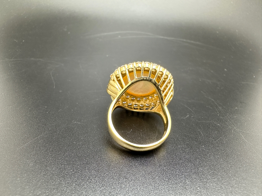 14K Gold Mabe Pearl (14mm) and CZ Ring 9g Size 6.75 FMV $800 Retail $1,600 [Photo 12]