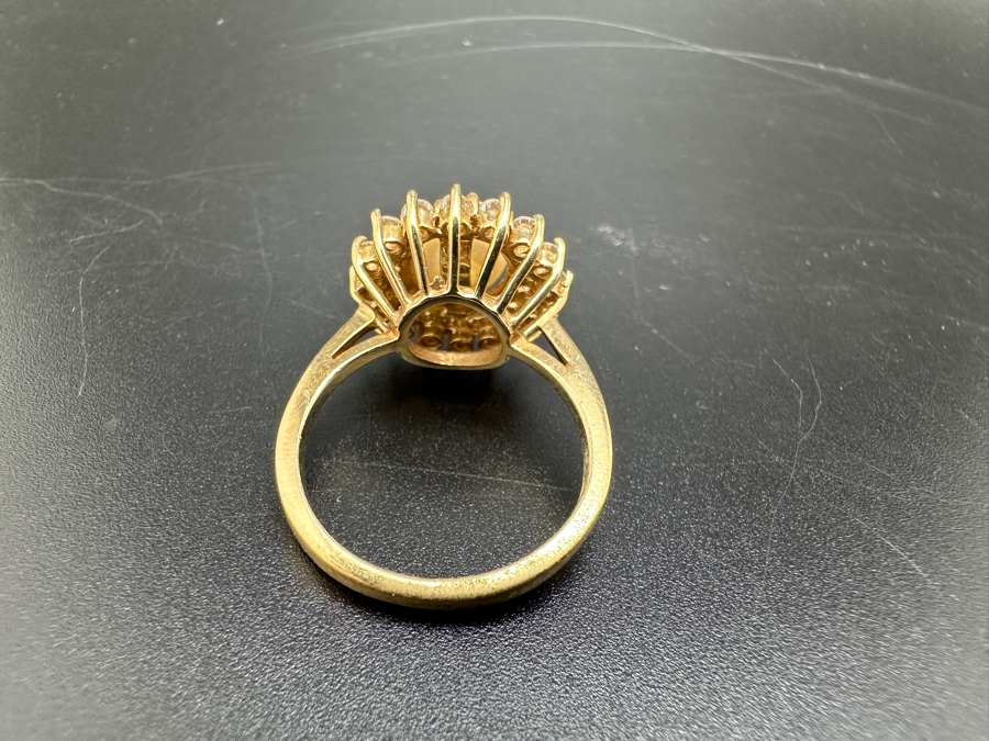 10K Gold Cultured Pearl (7mm) Ring with CZ Accents 4.6g Size 7 FMV $300 Retail $600 [Photo 12]