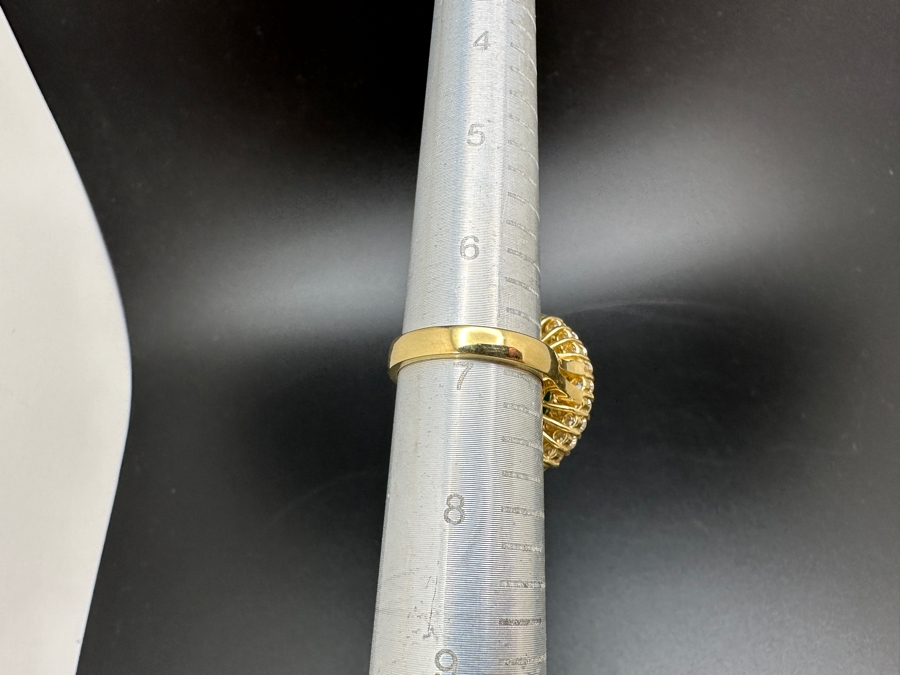 14K Gold 14 X 12mm Chrysoprase Ring with CZ Accents 11.1g Size 7 FMV $750 Retail. $1,500 [Photo 15]