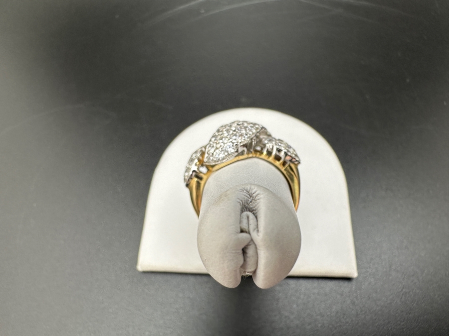 14K Gold CZ Pave Ribbon Ring 7.4g Size 7.25 FMV $600 Retail $1,200 [Photo 6]