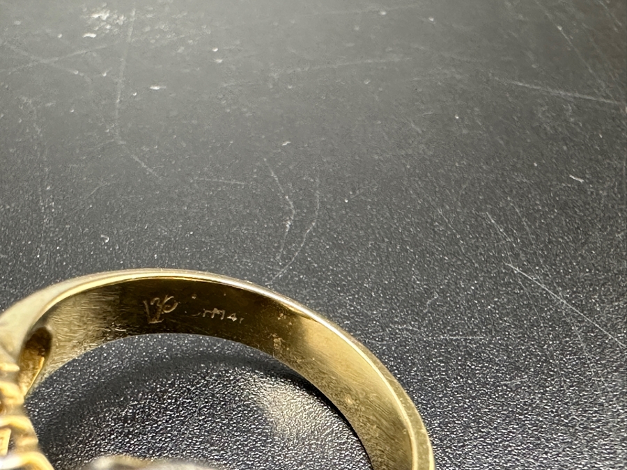 14K Gold CZ Pave Ribbon Ring 7.4g Size 7.25 FMV $600 Retail $1,200 [Photo 9]