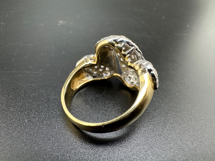 14K Gold CZ Pave Ribbon Ring 7.4g Size 7.25 FMV $600 Retail $1,200 [Photo 8]