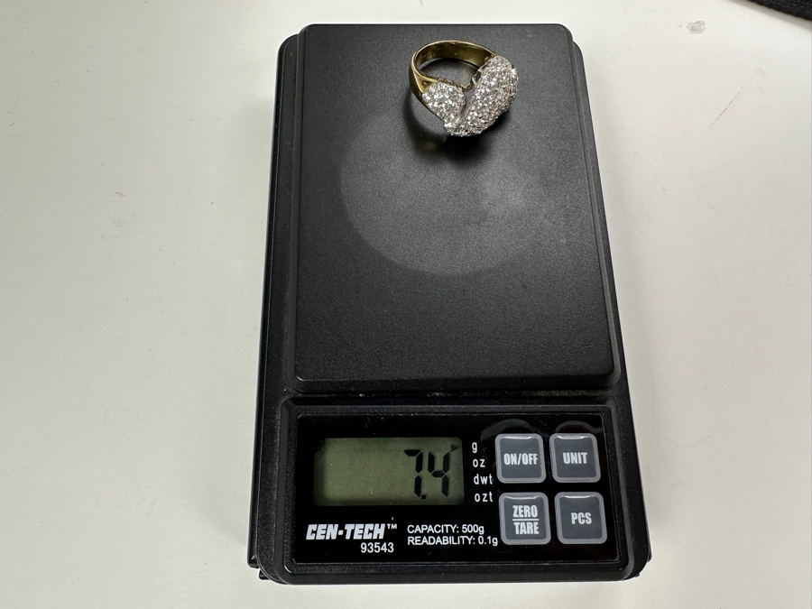 14K Gold CZ Pave Ribbon Ring 7.4g Size 7.25 FMV $600 Retail $1,200 [Photo 11]