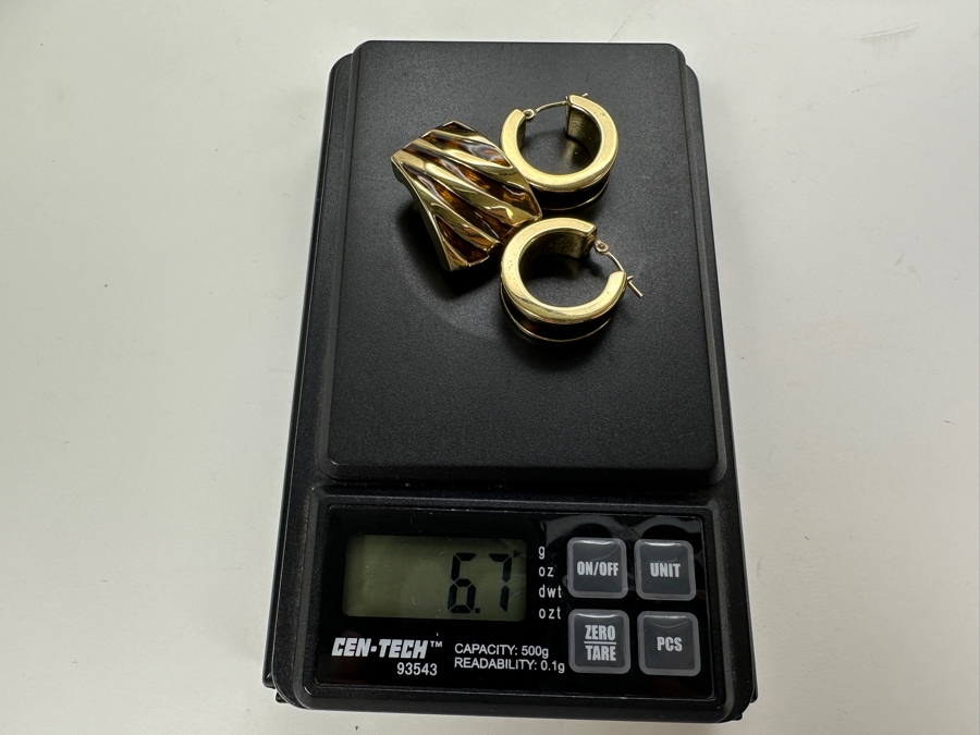 10K Hollow Hoop Earrings + Pendant 6.7g FMV $350 Retail $700 [Photo 12]