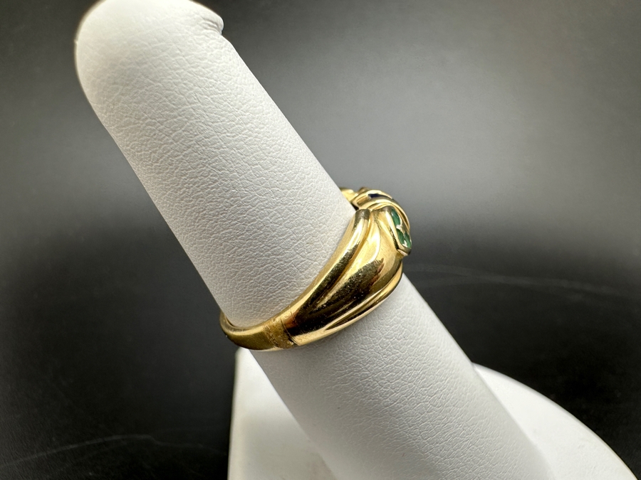 14K Gold Melee Emerald and Sapphire Ring 2.4g Size 6 FMV $250 Retail $500 [Photo 5]