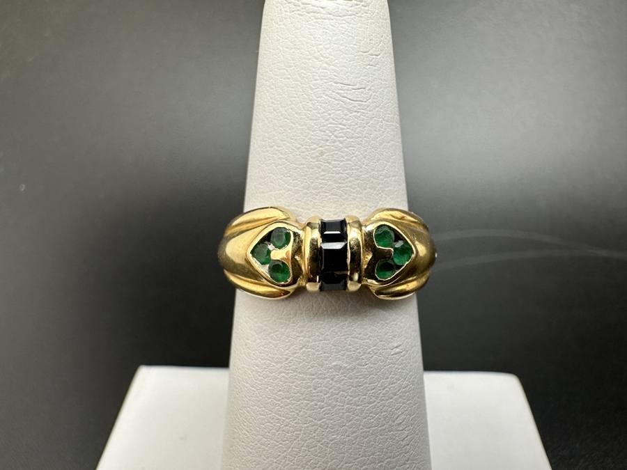 14K Gold Melee Emerald and Sapphire Ring 2.4g Size 6 FMV $250 Retail $500 [Photo 2]