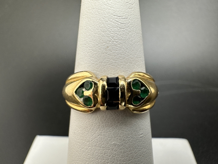 14K Gold Melee Emerald and Sapphire Ring 2.4g Size 6 FMV $250 Retail $500 [Photo 3]