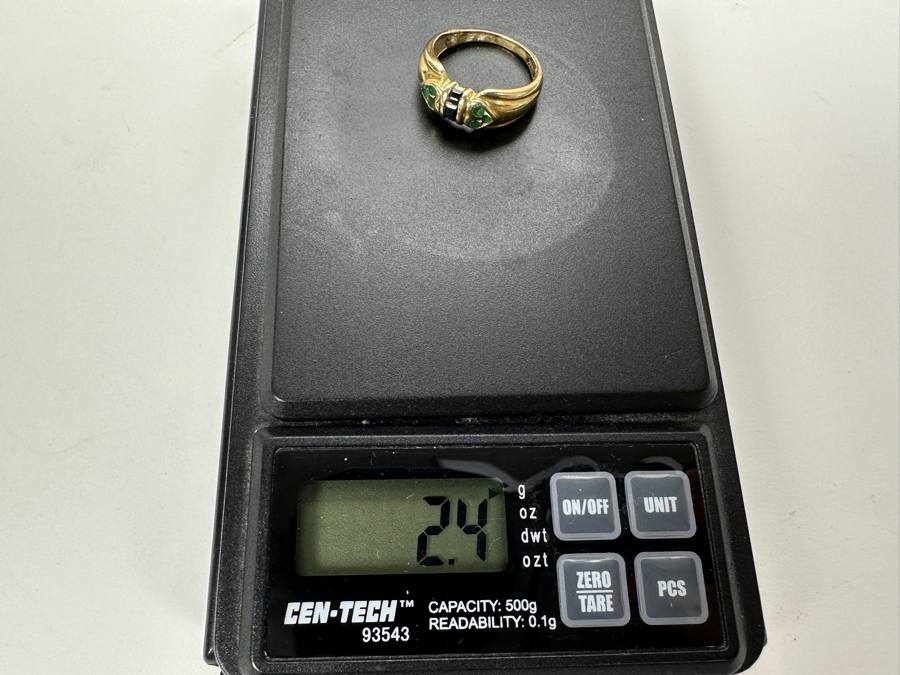 14K Gold Melee Emerald and Sapphire Ring 2.4g Size 6 FMV $250 Retail $500 [Photo 11]