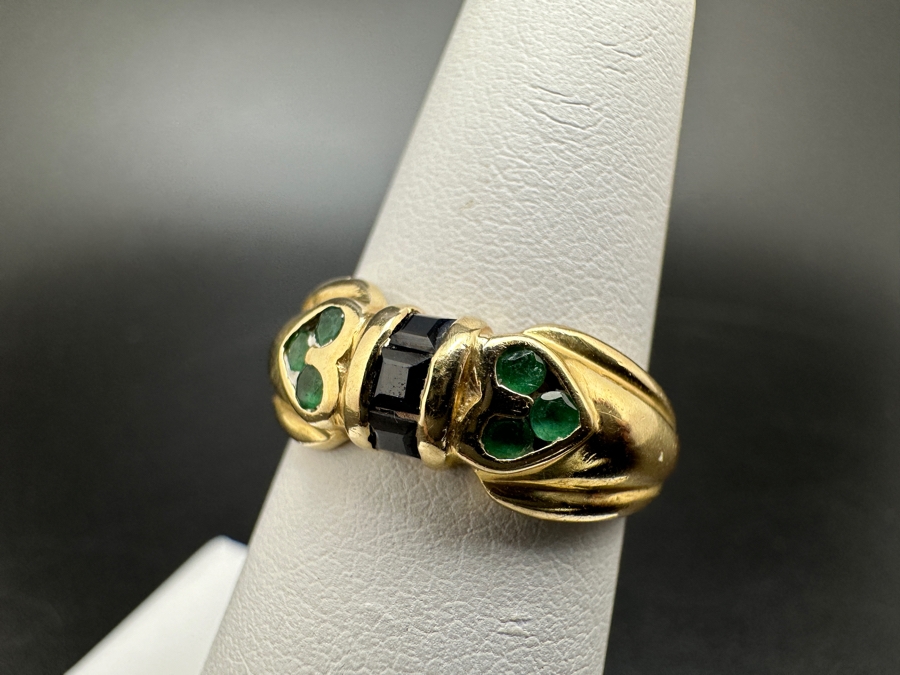 14K Gold Melee Emerald and Sapphire Ring 2.4g Size 6 FMV $250 Retail $500 [Photo 9]