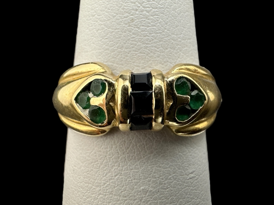 14K Gold Melee Emerald and Sapphire Ring 2.4g Size 6 FMV $250 Retail $500 [Photo 1]