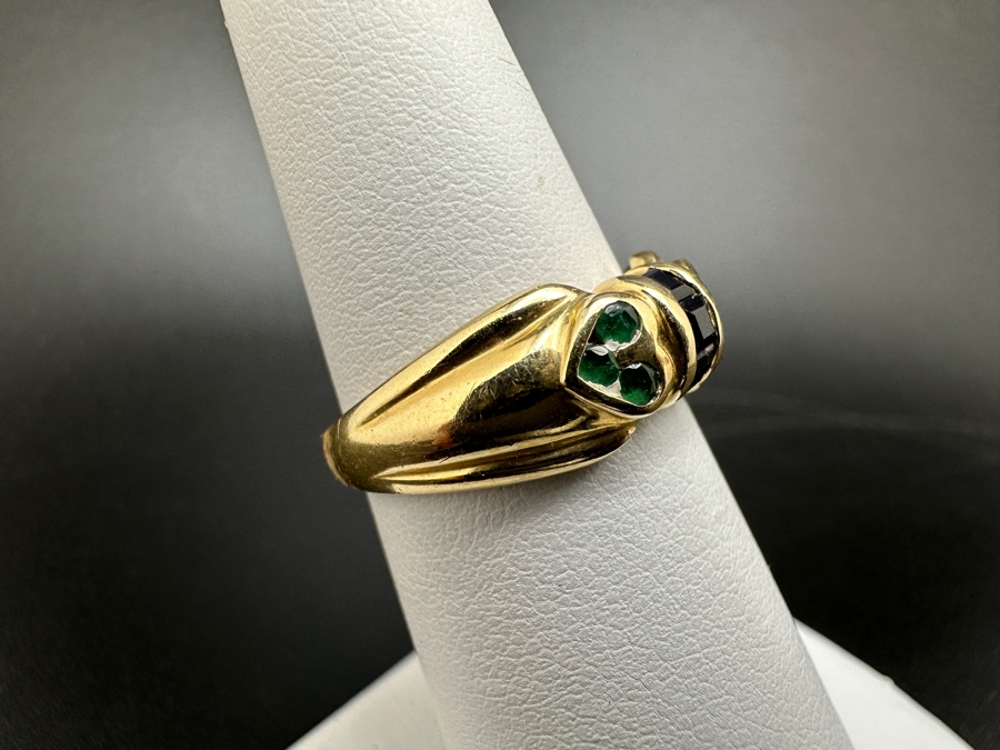 14K Gold Melee Emerald and Sapphire Ring 2.4g Size 6 FMV $250 Retail $500 [Photo 4]