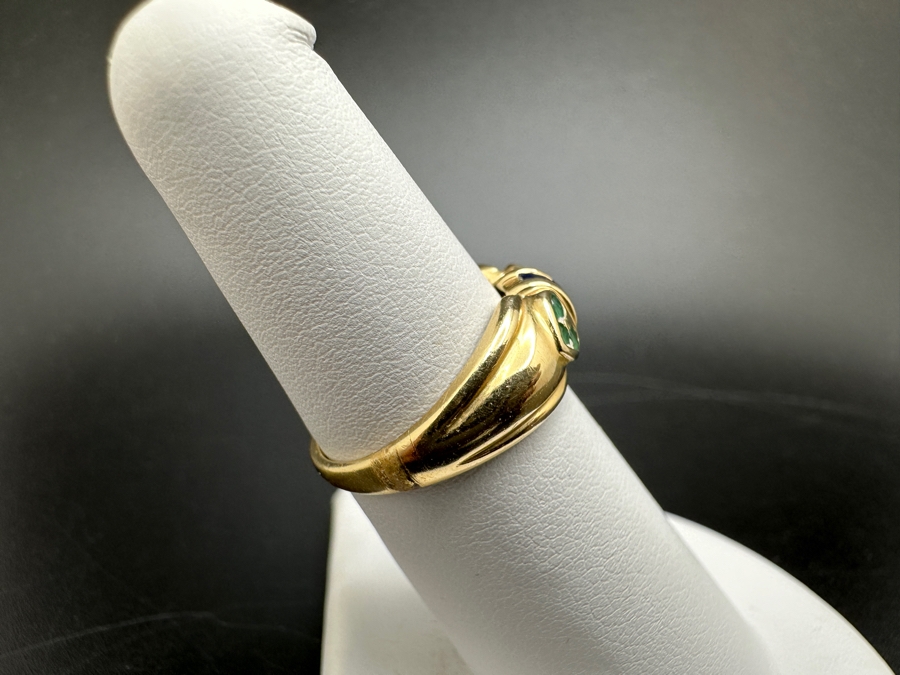 14K Gold Melee Emerald and Sapphire Ring 2.4g Size 6 FMV $250 Retail $500 [Photo 6]
