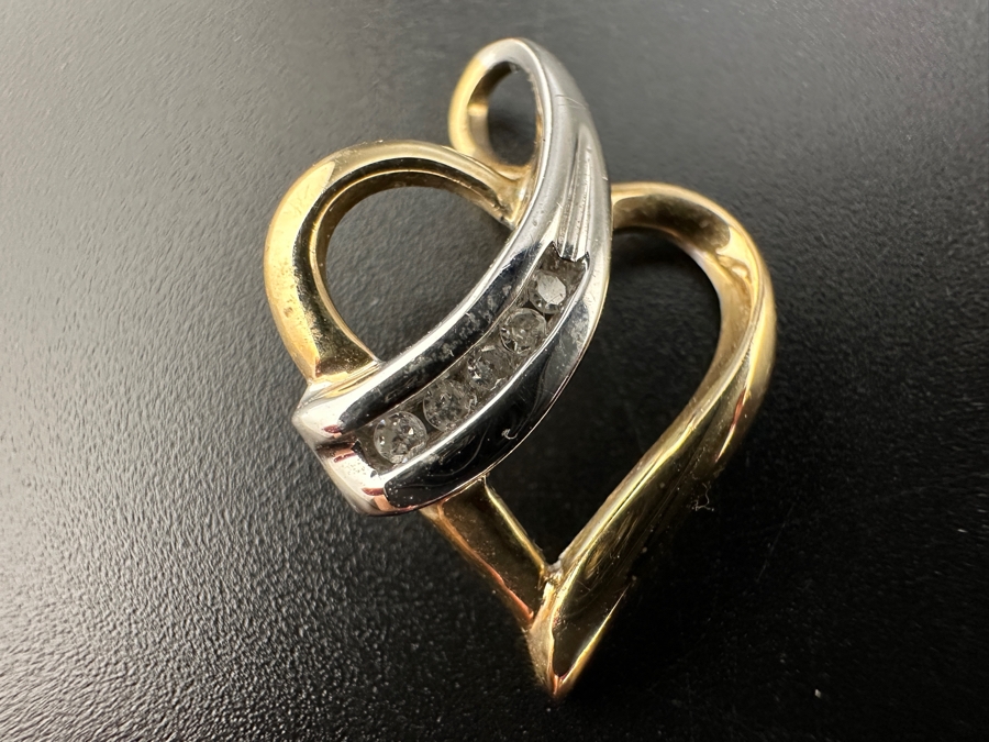 10K Heart Shaped Pendant with ～.10 cttw Diamonds 1.8g FMV $120 Retail $240  [Photo 2]