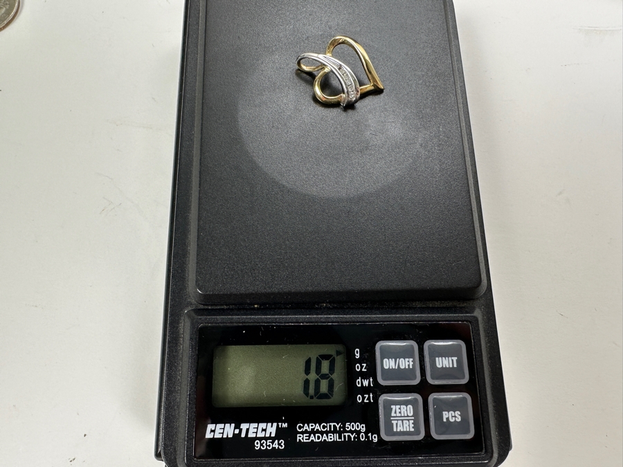 10K Heart Shaped Pendant with ～.10 cttw Diamonds 1.8g FMV $120 Retail $240  [Photo 6]