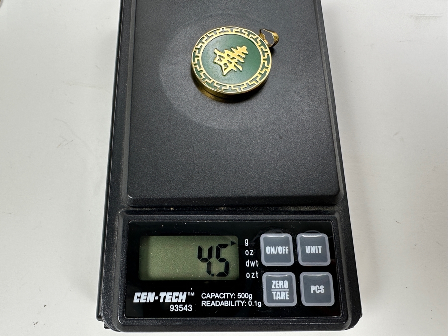 Dyed Green Jade Pendant with 14K Ornation 4.5g FMV $100 Retail $200 [Photo 6]